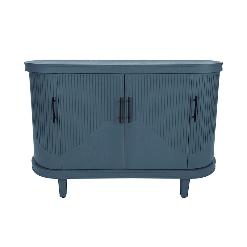 Modern Curved Sideboard Storage Cabinet with 4 Doors and Adjustable Shelves