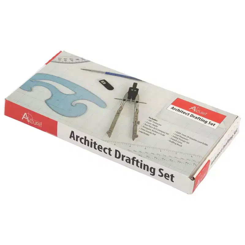 Acurit Drafting Tools & Drafting Kits - Essential Drafting Supplies for Professionals, Artists, Architects - Includes Triangular Scale, Erasing