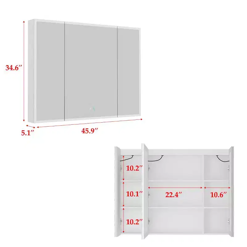 LED Lighted Medicine Cabinet with Defogging Function, Ample Storage & Adjustable Lighting, Elevate Bathroom Style