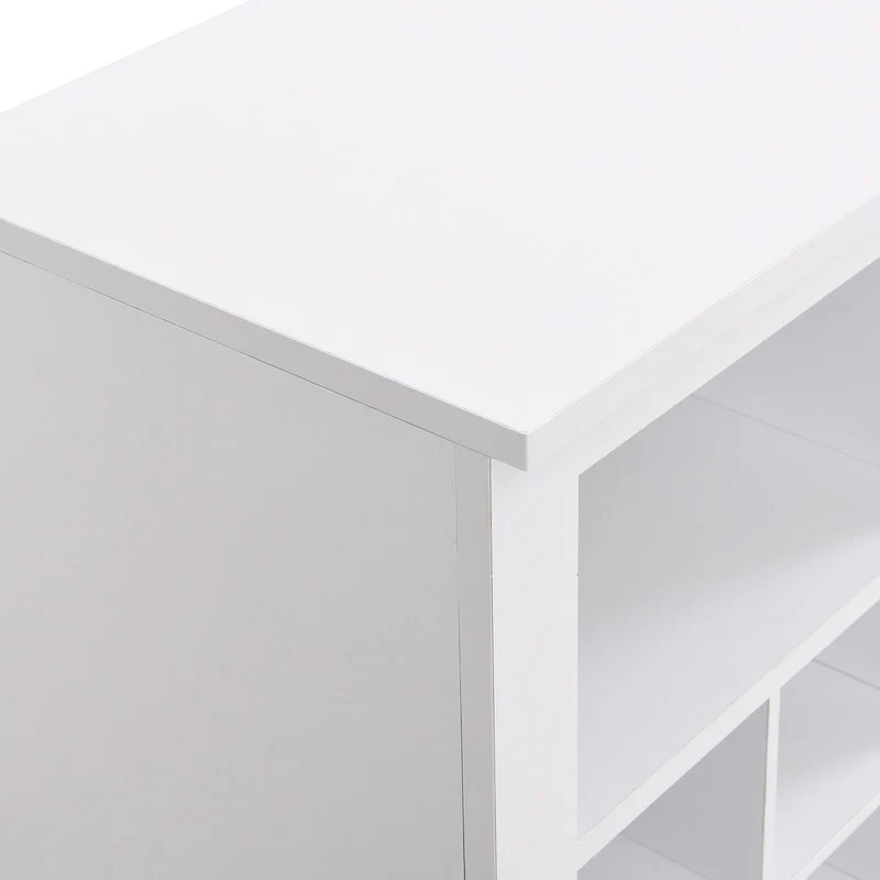 24-Cubby Shoe Cabinet with Curved Base, Versatile Sideboard