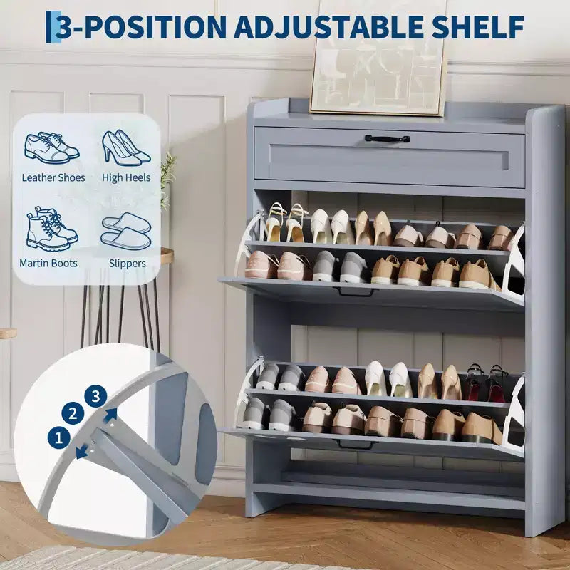 Modern Turn Drawer Shoe Cabinet, Space-Saving Storage Organizer for Entryway