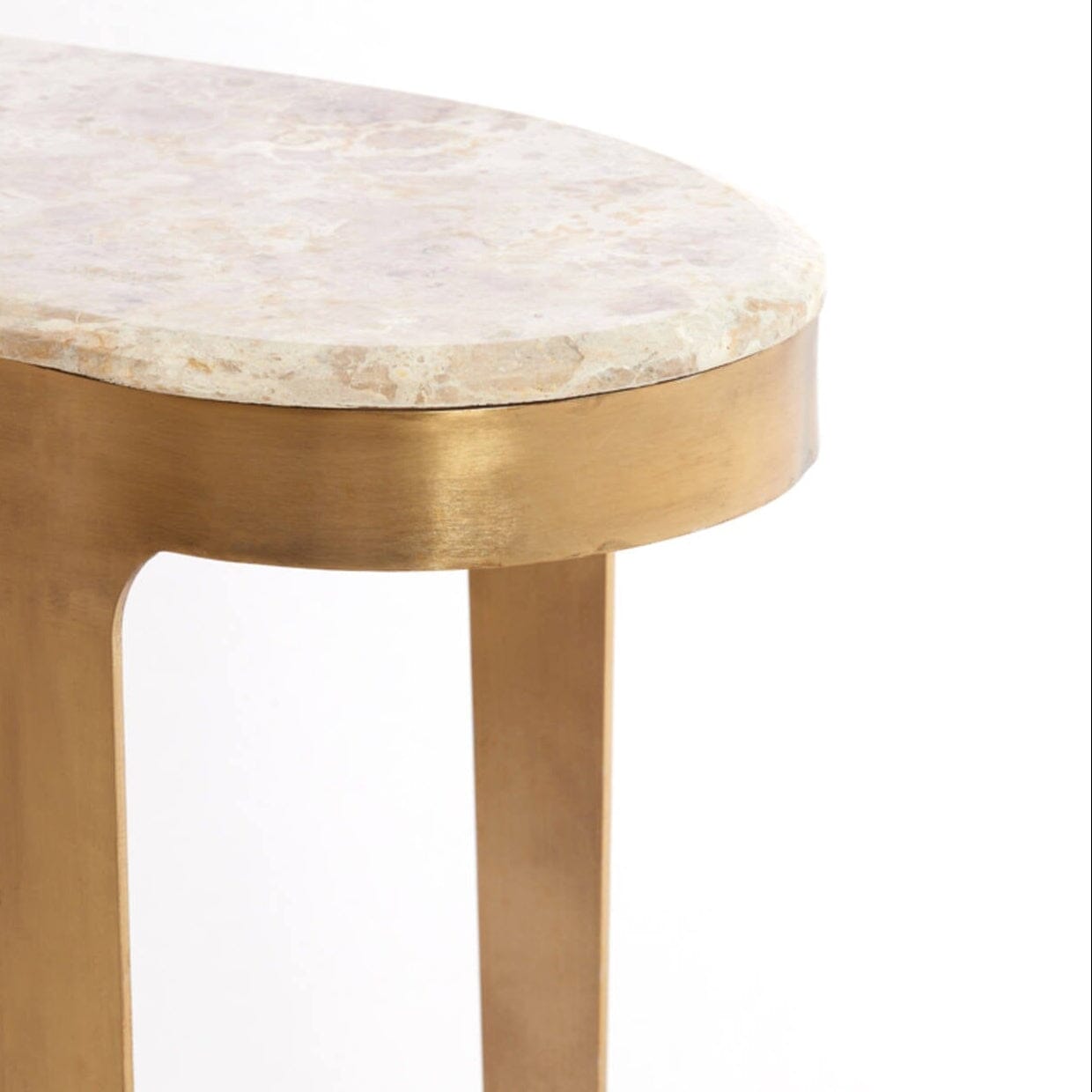 Antique Bronze Abstract Shaped Console Table with Taupe Marble Top