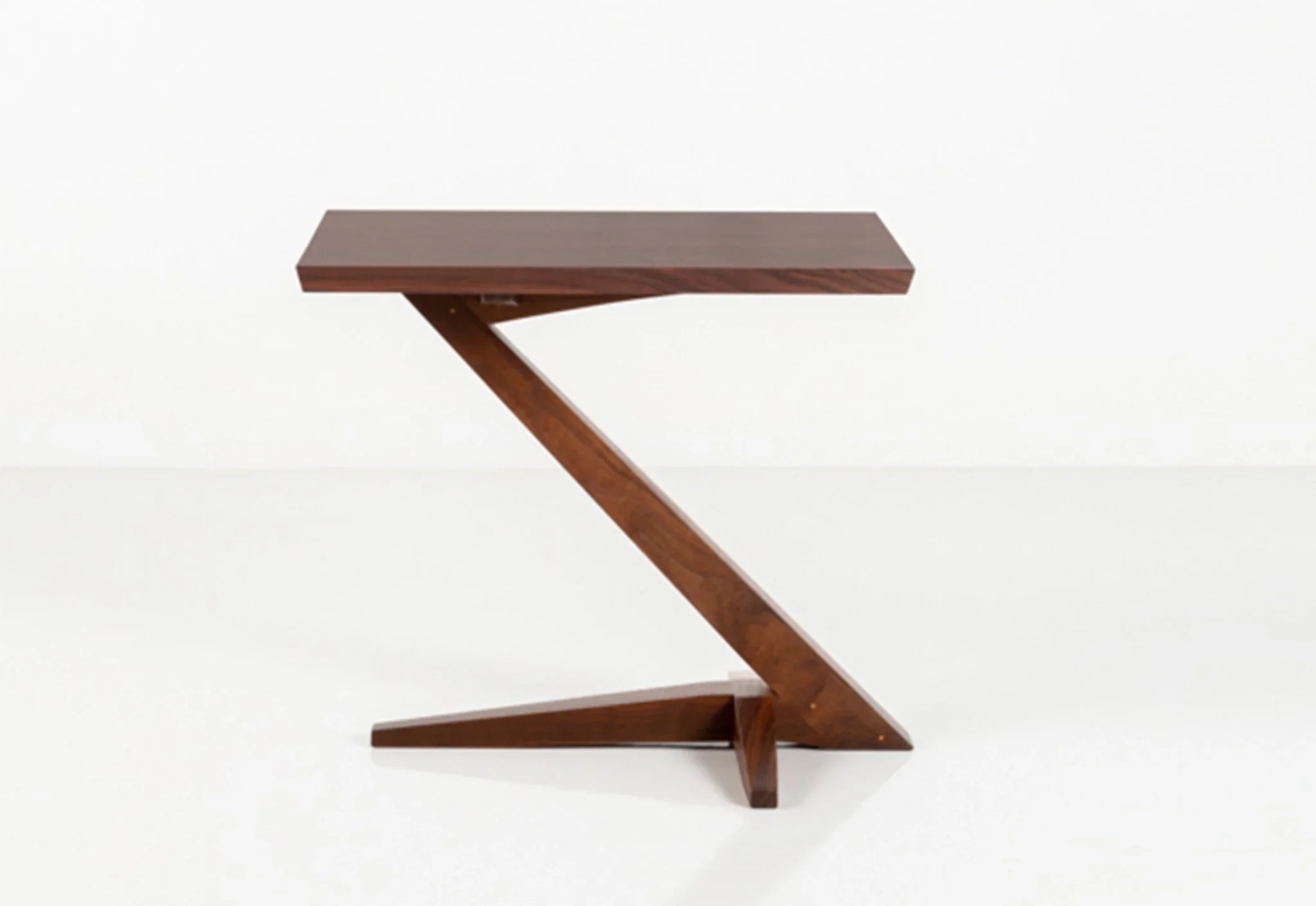 Cantilever Side Table - Perched atop a solid cherry or walnut base that rises from its splayed foot on a