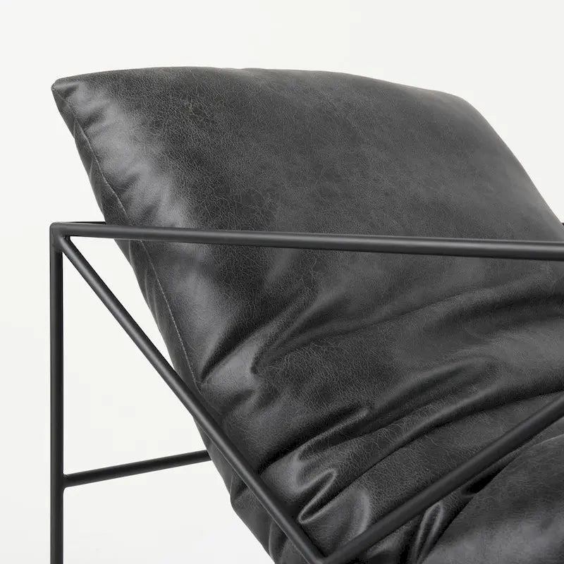 Faux Leather Accent Chair – Brown / Black, Modern Style, X-Frame Metal Legs, Seats 1