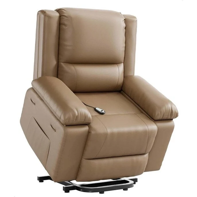 Faux Leather Power Lift Recliner, Heat & Massage, 1-Person �� Cognac / Coffee / Tan / Grey / Beige