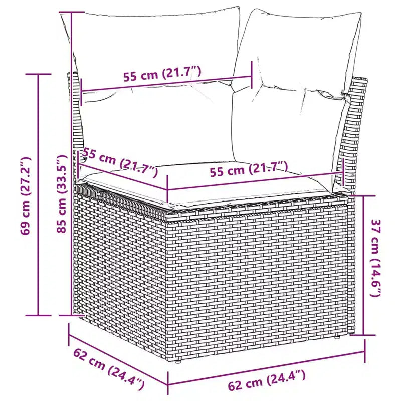 vidaXL Garden Sofa Set with Cushion 8 pcs Brown Poly rattan