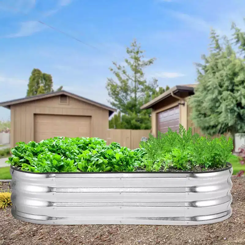 CuisinSmart 2 Pack Galvanised Steel Raised Garden Bed, Open-Ended Base, Planter Raised Beds for Plants, Vegetables and Flowers