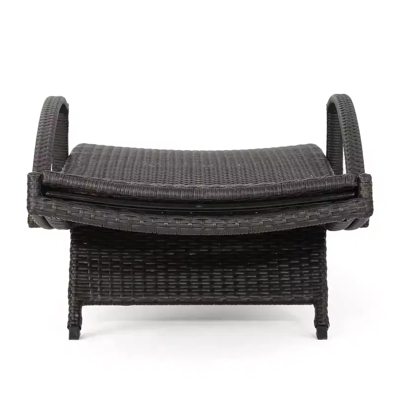 GDFStudio Olivia Outdoor Wicker Folding Adjustable Chaise Lounge and Table Set