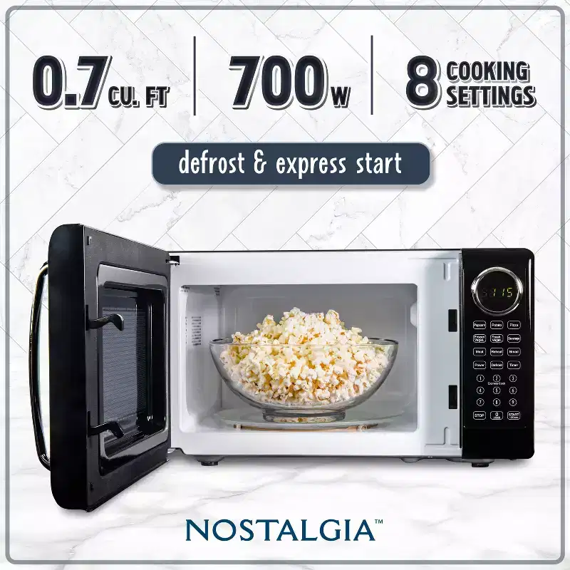 Nostalgia Retro Compact 0.7 Cu Ft & 700-Watt Countertop Microwave Oven