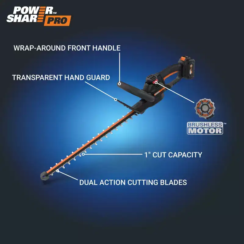 Worx Nitro WG263.9 20V Brushless 22 Cordless Hedge Trimmer (TOOL ONLY)