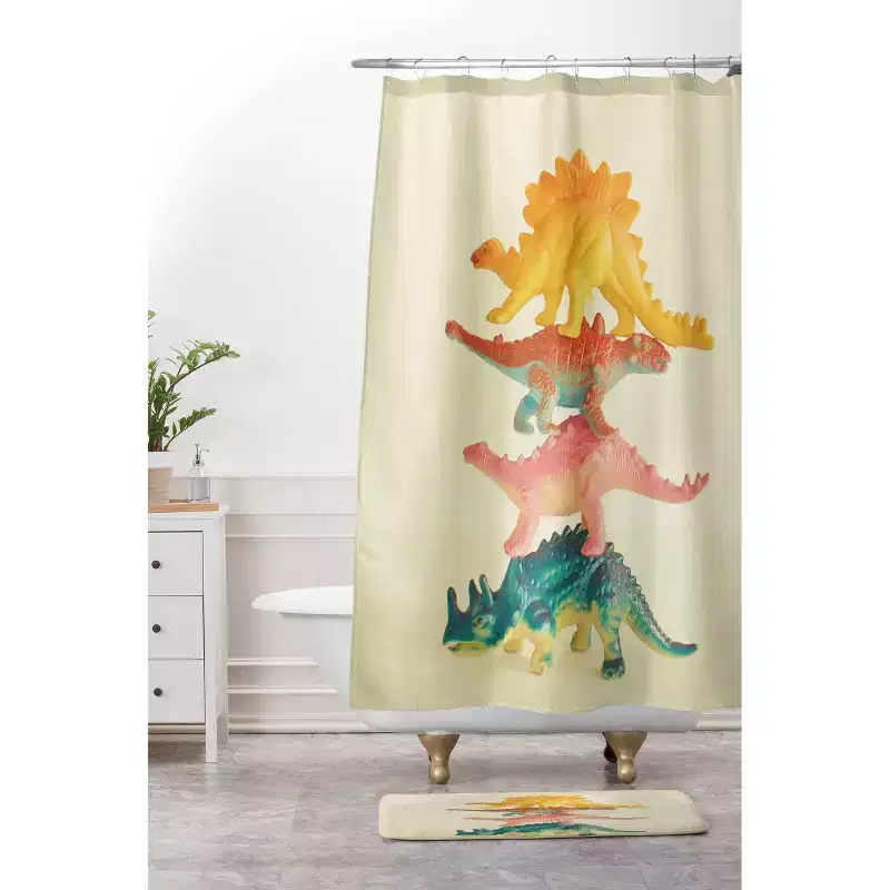 Deny Designs Kids' Cassia Beck Dinosaur Antics Shower Curtain