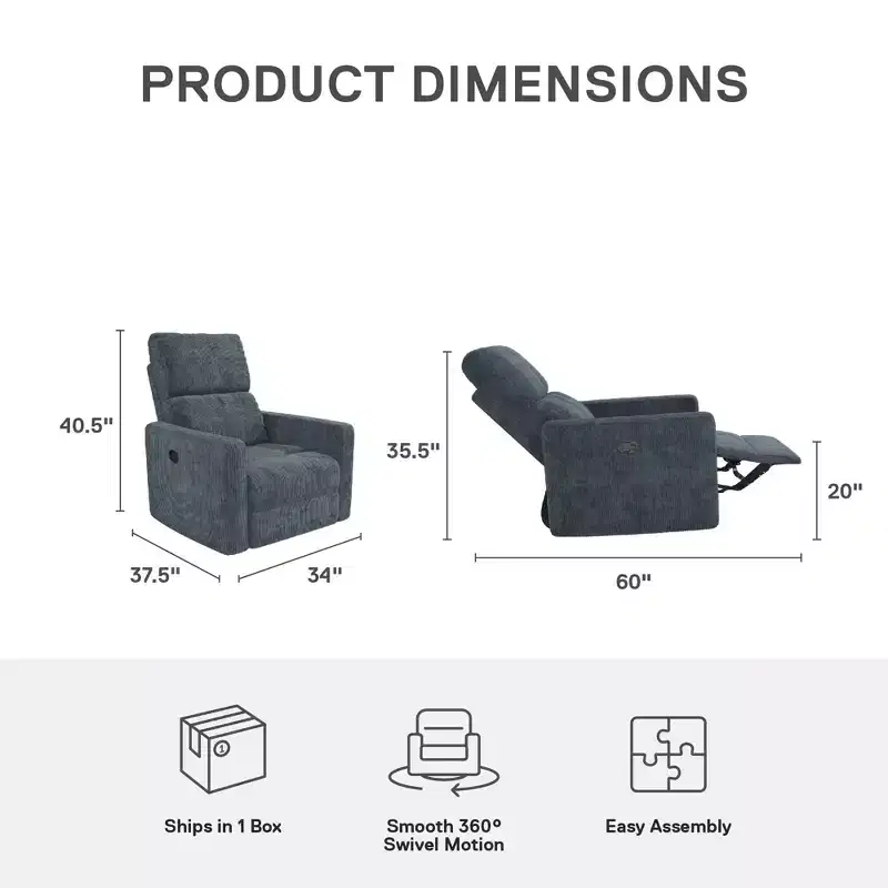 DHP Lukas Swivel Recliner Chair
