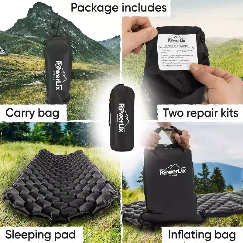 PowerLix Ultralight Sleeping Pad with Inflating Bag, Compact Hiking & Camping Mat