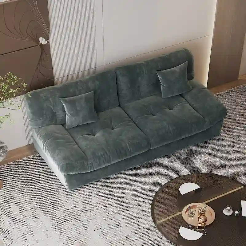 Modern Sanded Velvet Cloud Loveseat Sofa Sectional Couch for Living Room