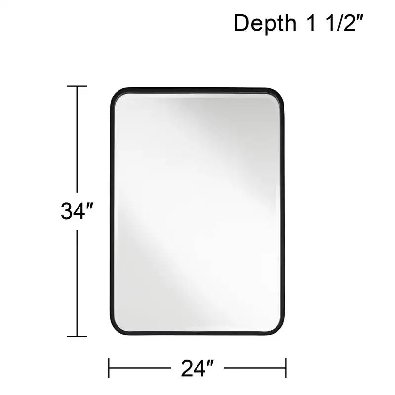 Uttermost Soren Black 24 x 34 Rounded Edge Rectangular Mirrors Set of 2