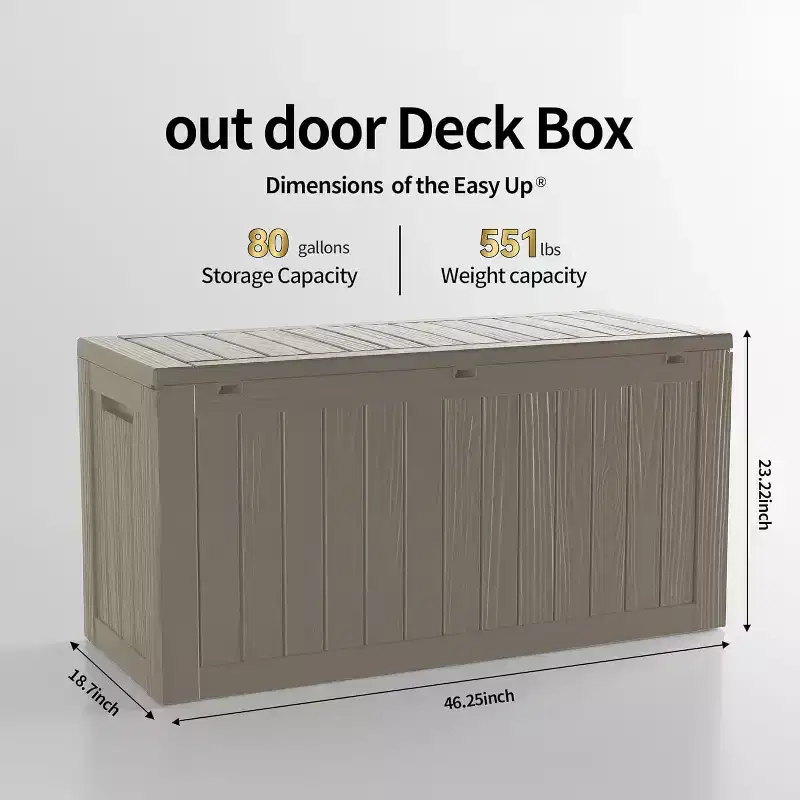 COZONY Premium 73 Gallon Resin Deck Box, Lockable Waterproof UV Resistant Outdoor Storage for Cushions Garden Tools Pool Accessories