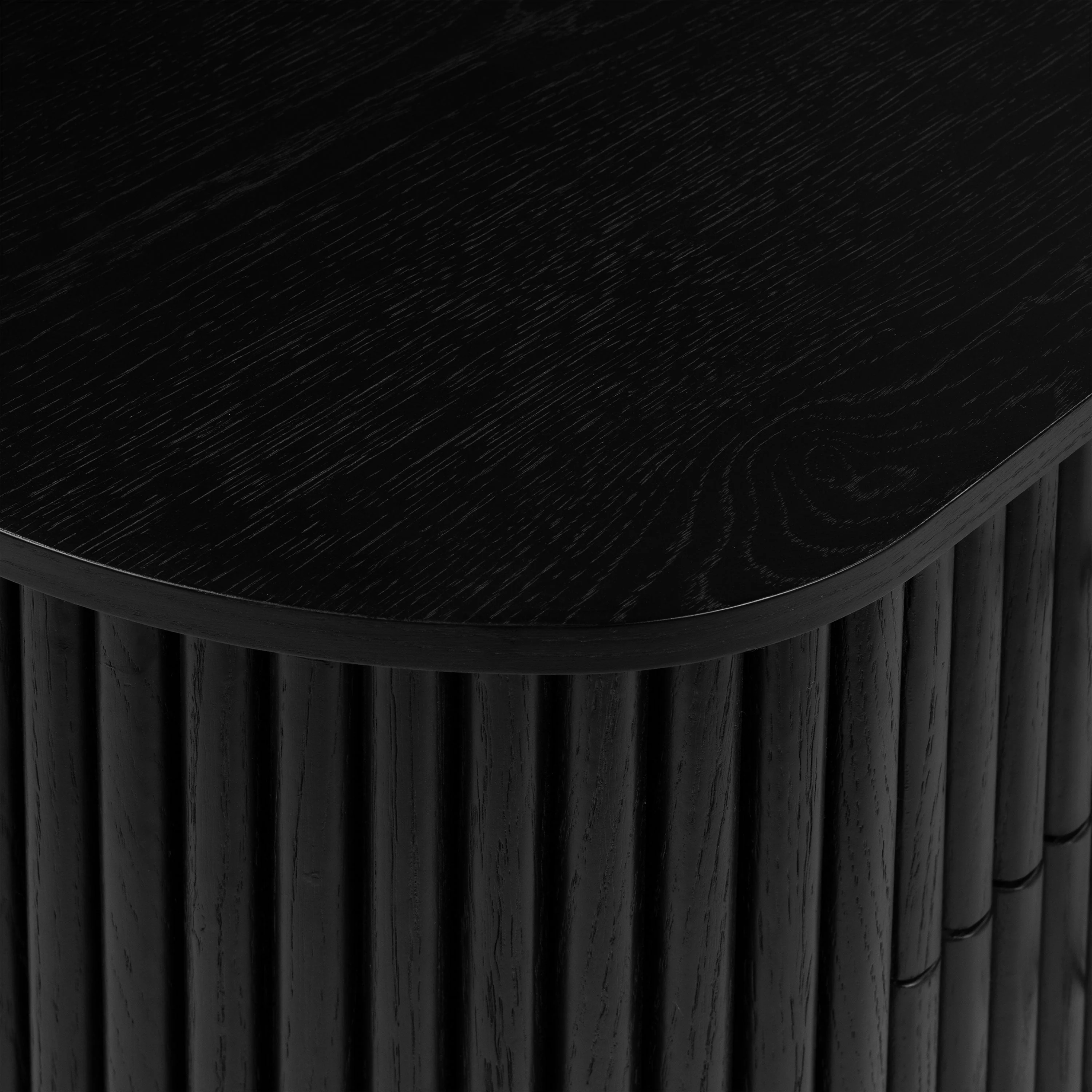 Modern Black Nightstand with Solid Oak Frame for Bedroom