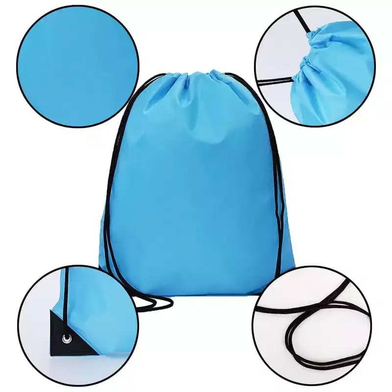 Narwey 20 Pcs Drawstring Backpack Bulk Draw String Bags Cinch Polyester Bag, Sky Blue