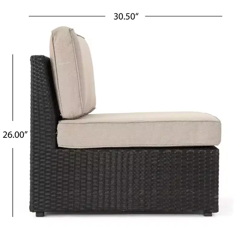 GDFStudio Felicity Outdoor Wicker 7 Seater Sectional Sofa Chat Set with Cushions
