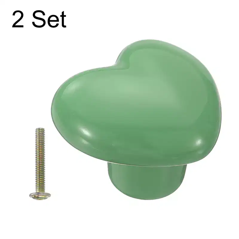 Unique Bargains Heart-Shaped Ceramic Drawer Knobs with Screw for Cupboard Wardrobe 2 Pcs
