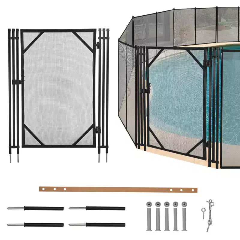 Removable Safety Pool Fence, Heavy Duty Steel & Aluminum Frame, Weather Resistant, Easy DIY Install, Swimming Pool Fence for Inground/Above
