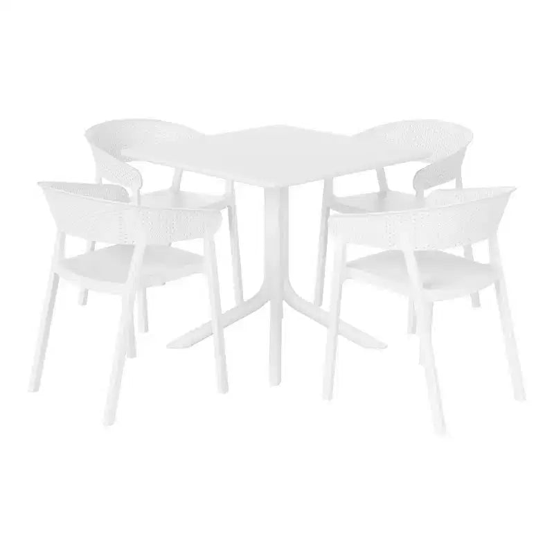 WestinTrends Playa 5-Piece Outdoor Resin Square Patio Dining Table Set with Stackable Patio Dining Chairs