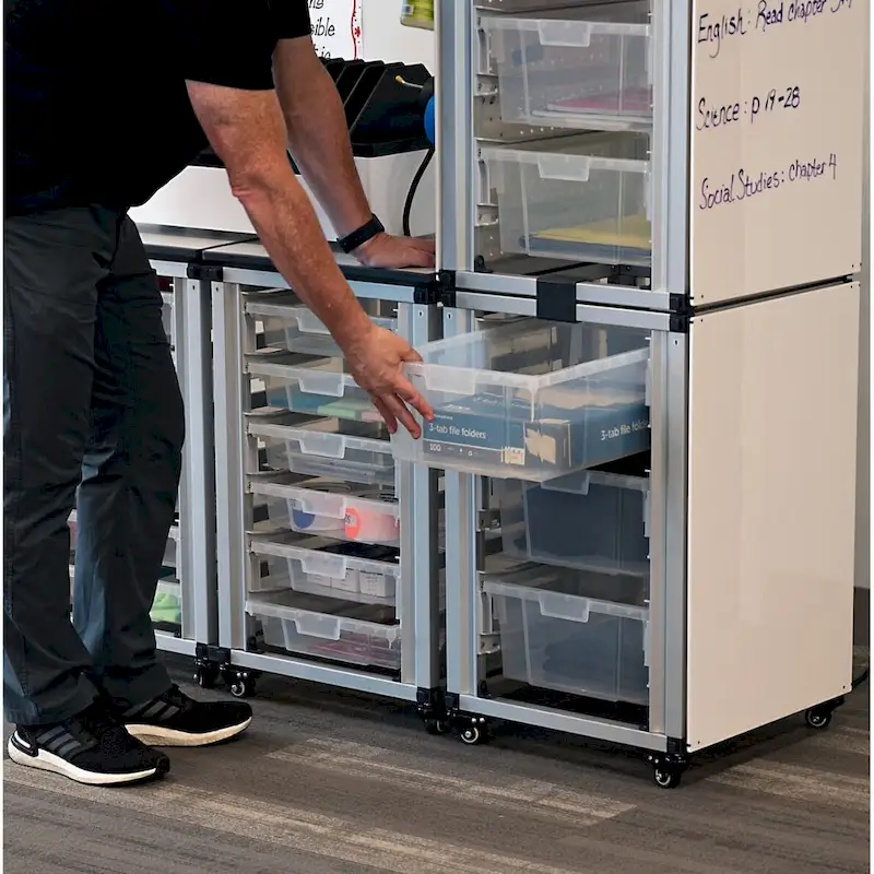 Luxor Modular Classroom Storage Cabinet - Single Cabinet with 3 Large Bins