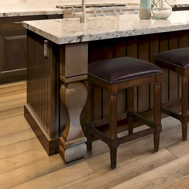 Solid Wood Square Upholstered Seat Bar Stool