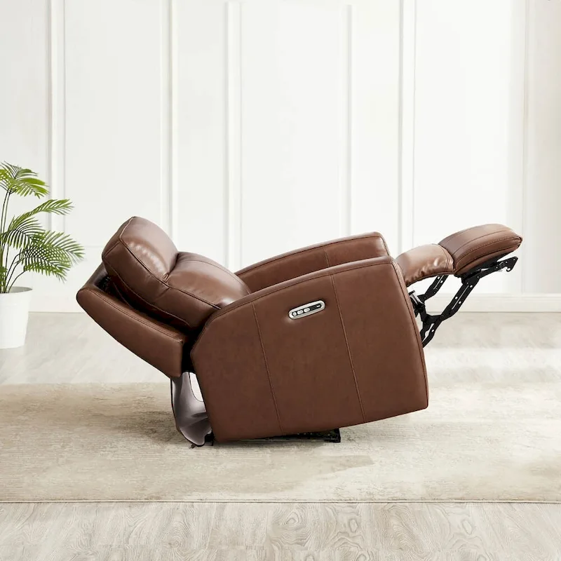 Brown / Pecan Top-Grain Leather Zero Gravity Power Recliner, 2-Seater Loveseat