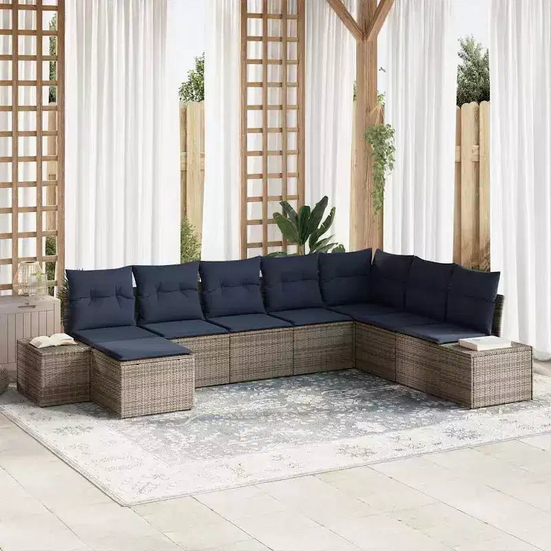 vidaXL Garden Sofa Set with Cushion 8 pcs Brown Poly rattan