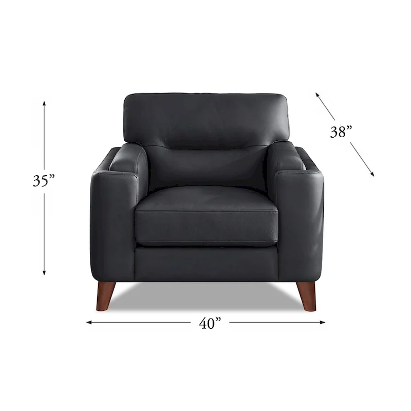 Hydeline Elm Top Grain Leather Chair With Feather, Memory Foam and Springs