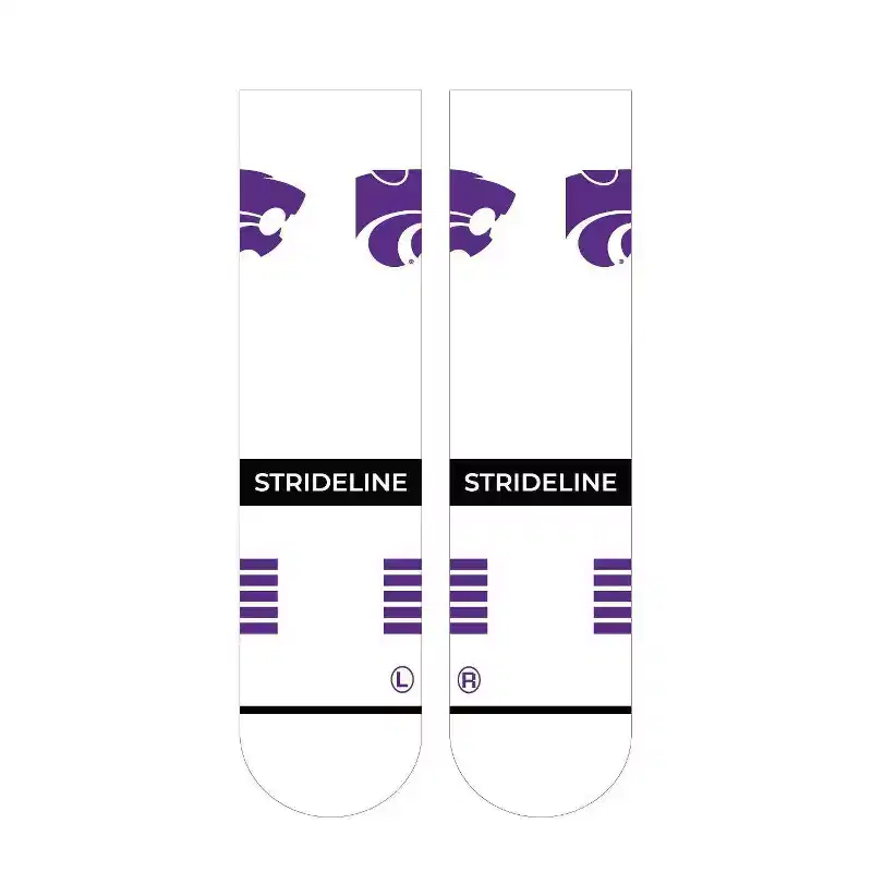 NCAA Kansas State Wildcats Premium Knit Crew Socks - White: Cozy Lined Ankle Socks