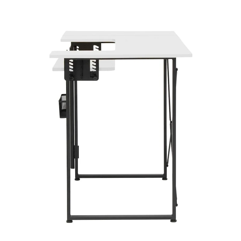 Sew Ready Pivot Sewing Table with Storage Panel and Adjustable Platform