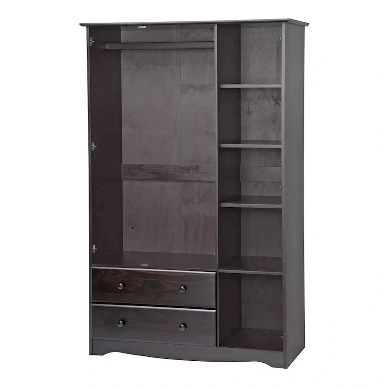 3-Door Wardrobe Armoire - White/Mocha/Java - Solid Wood