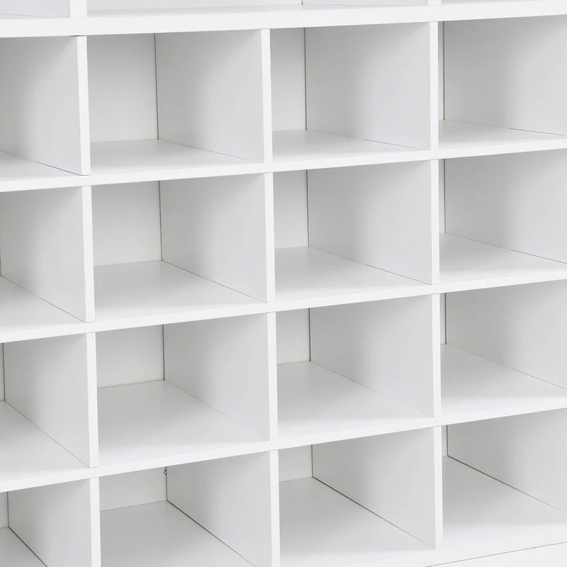 24-Cubby Shoe Cabinet with Curved Base, Versatile Sideboard