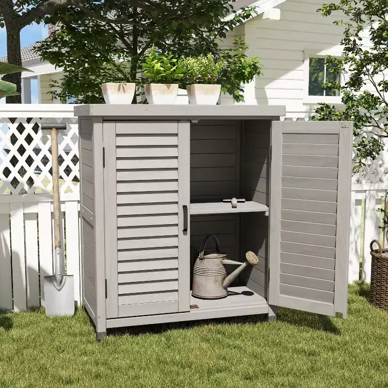 Whisen Potting Bench with Cabinet & Metal Top