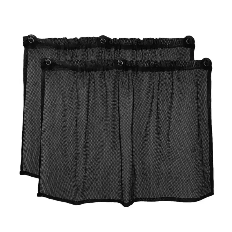 Unique Bargains Car Foldable SunShade Side Window Nylon Mesh Curtain 27.6x16.5 Black 2 Pcs