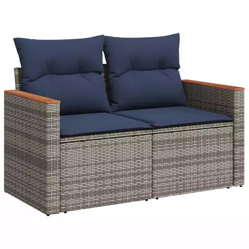 vidaXL Garden Sofa Set with Cushions Poly Rattan