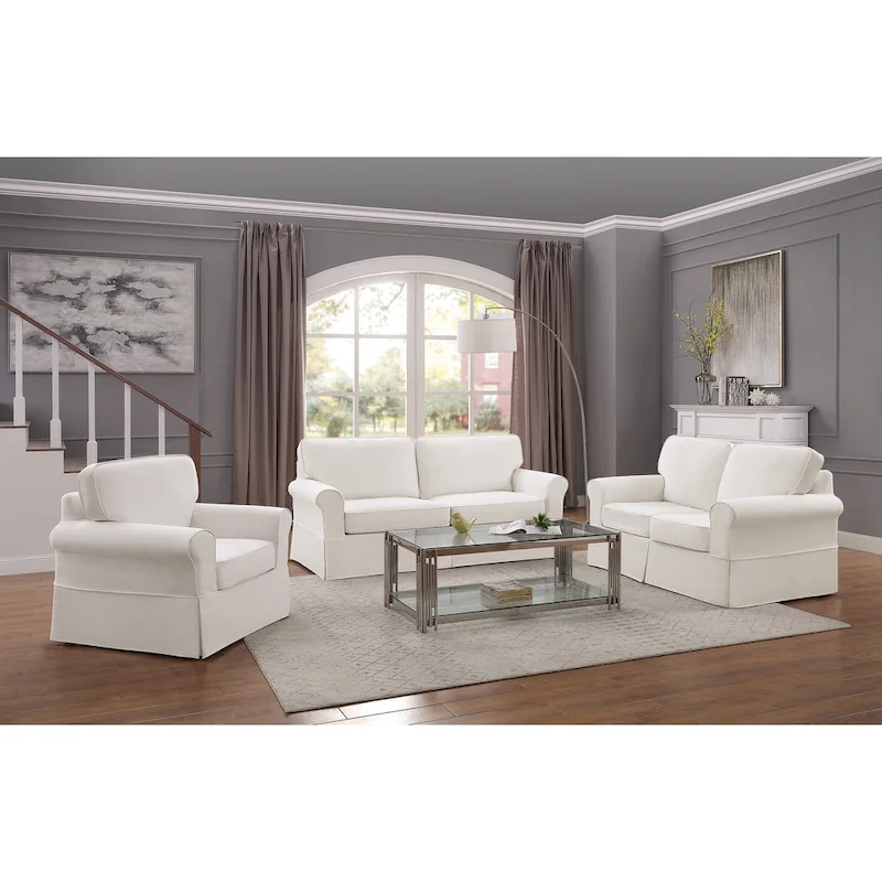 Arm Chair with Removable Washable Slip Cover – Solid Wood Frame, 3 Colors