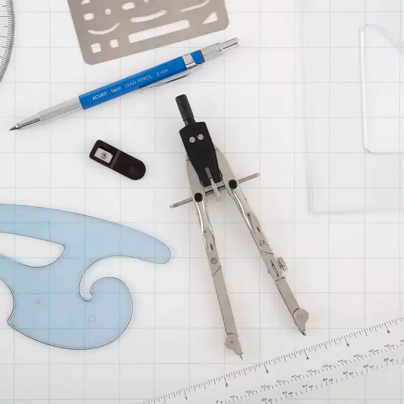 Acurit Drafting Tools & Drafting Kits - Essential Drafting Supplies for Professionals, Artists, Architects - Includes Triangular Scale, Erasing