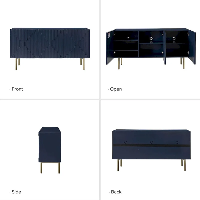 Modern 58 Wide Sideboard with Cable Management & Adjustable Feet