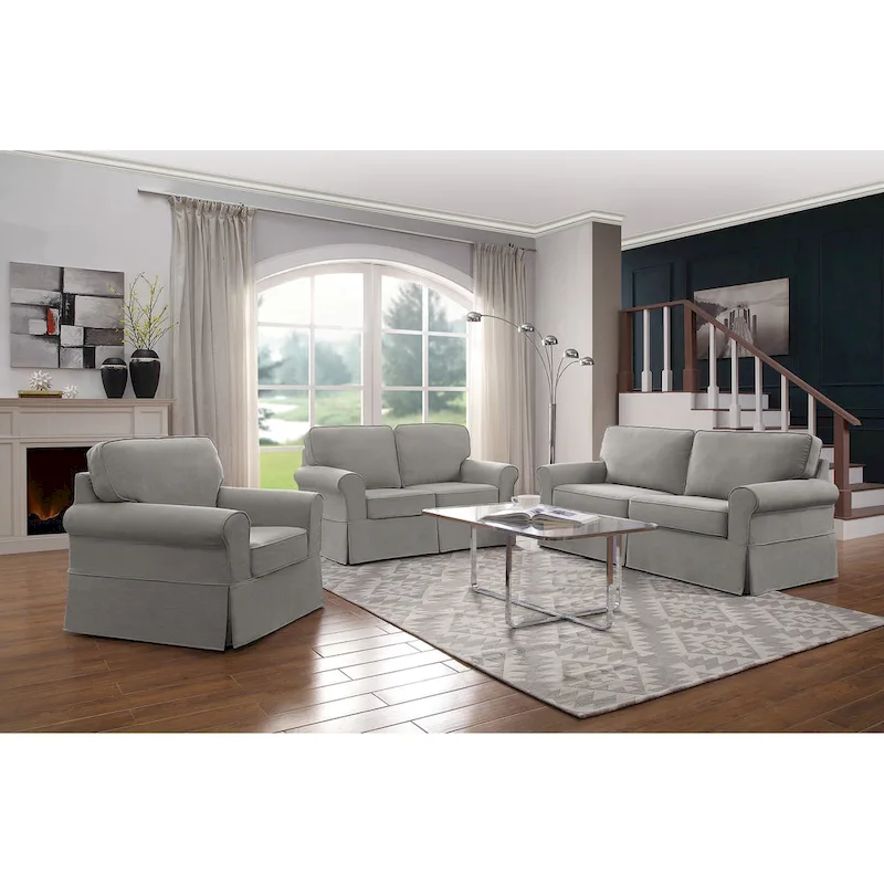 Arm Chair with Removable Washable Slip Cover – Solid Wood Frame, 3 Colors