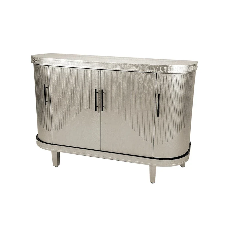 Modern Curved Sideboard Storage Cabinet with 4 Doors and Adjustable Shelves