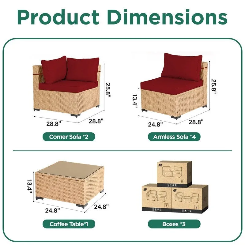 UPHA 7-Piece Wicker Outdoor Seating Group with Cushions