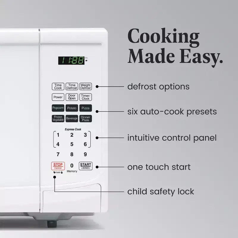 Farberware 900-Watt 0.9 Cu. Ft. Countertop Microwave Oven With LED Lighting and Child Lock, White