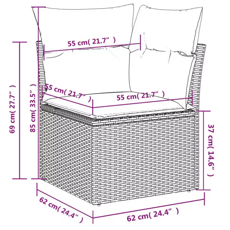 vidaXL Garden Sofa Set with Cushions Poly Rattan