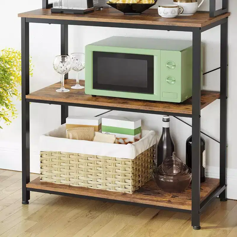 Baker's Rack Microwave Oven Stand – Kitchen Tall Utility Storage Shelf