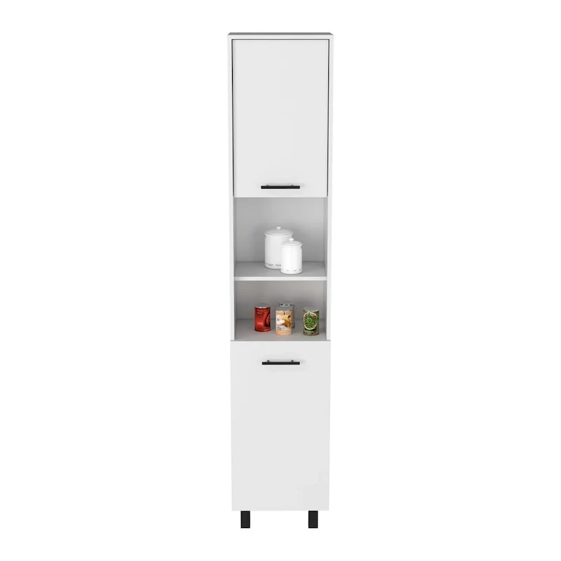 Pantry Cabinet with Three Interior Shelves, White Finish
