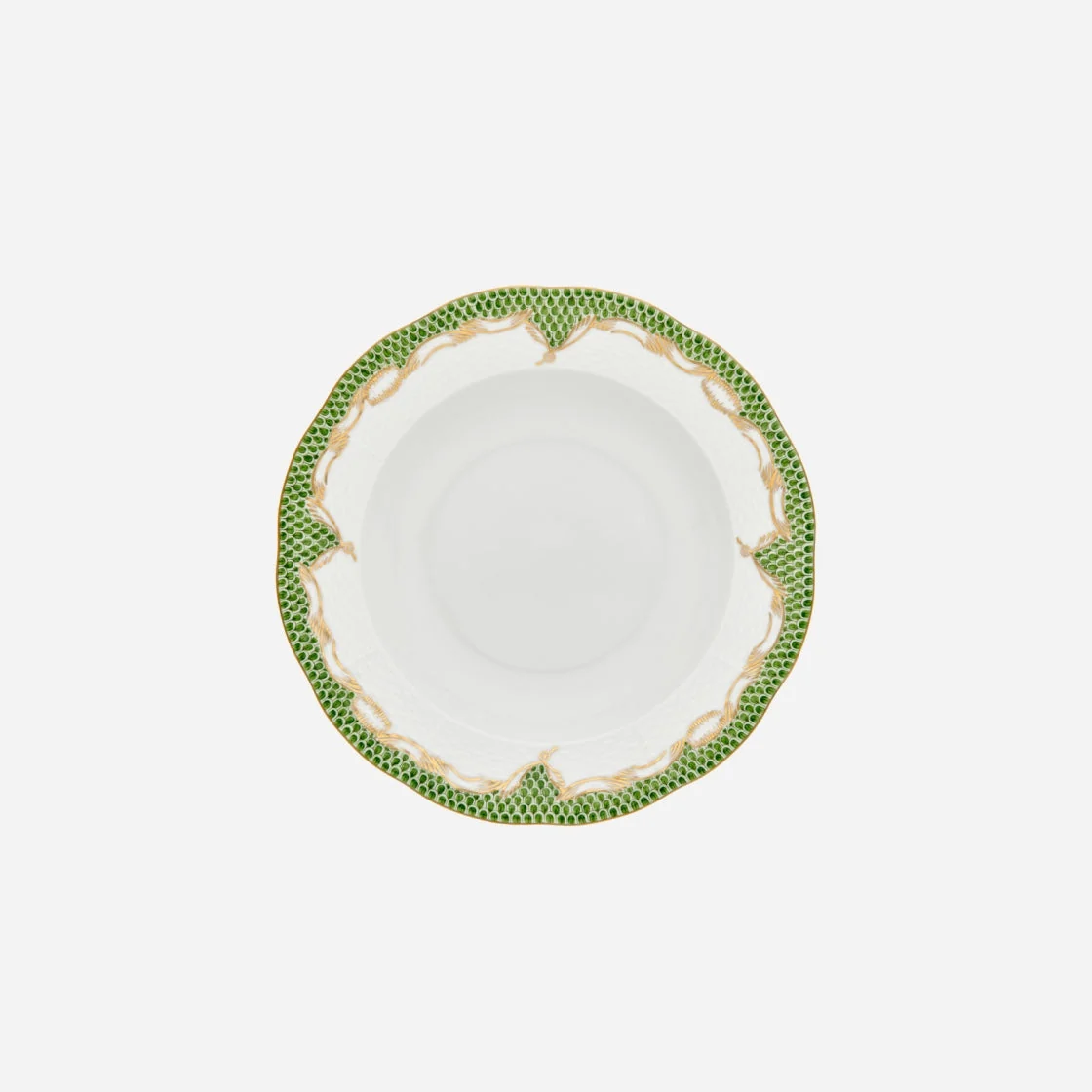 Fish Scale Green & Gold Soup Plate 23cm