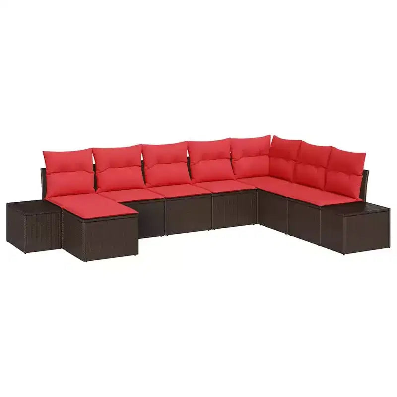 vidaXL Garden Sofa Set with Cushion 8 pcs Brown Poly rattan